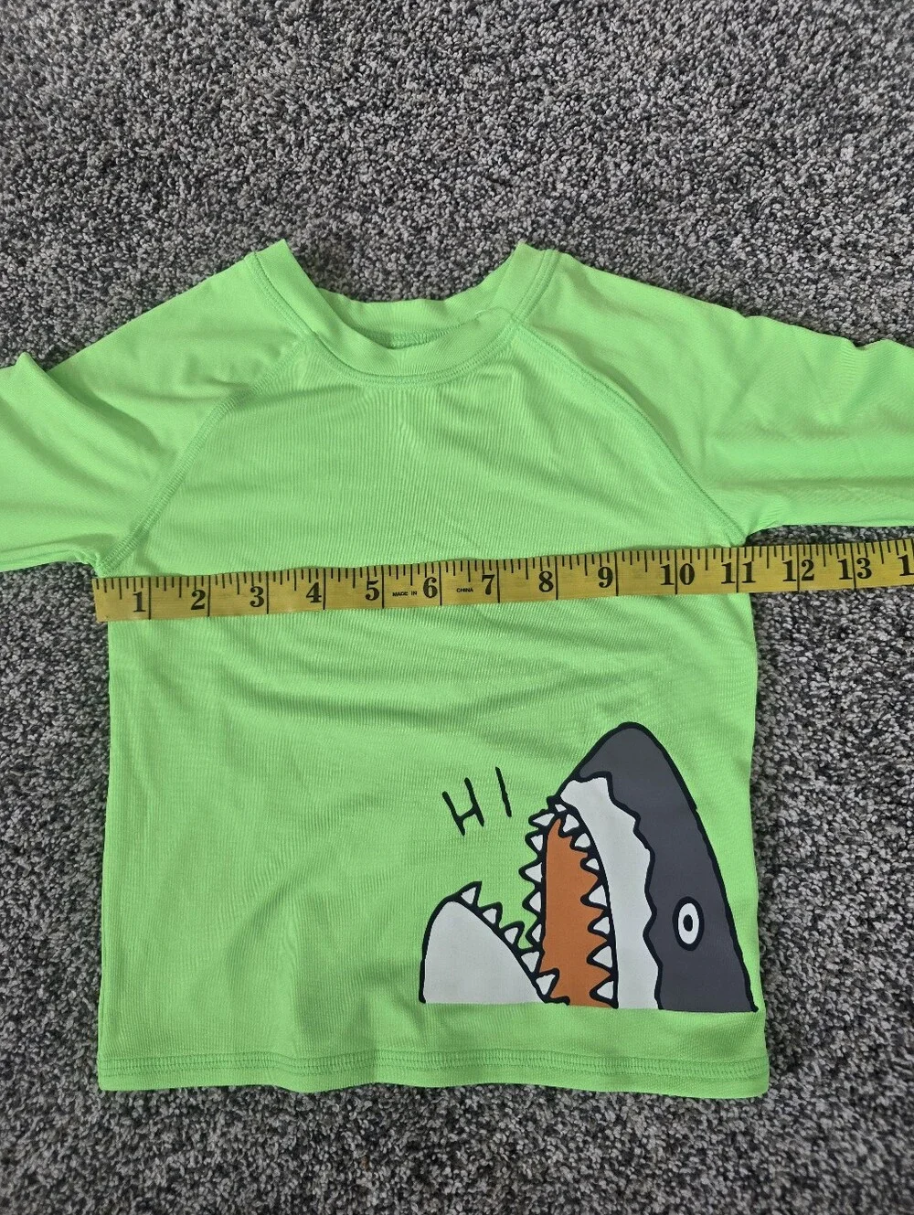 Hurley Blue Paisley Swim Trunks & Old Navy Neon Green Shark Rash Guard Boys   2t